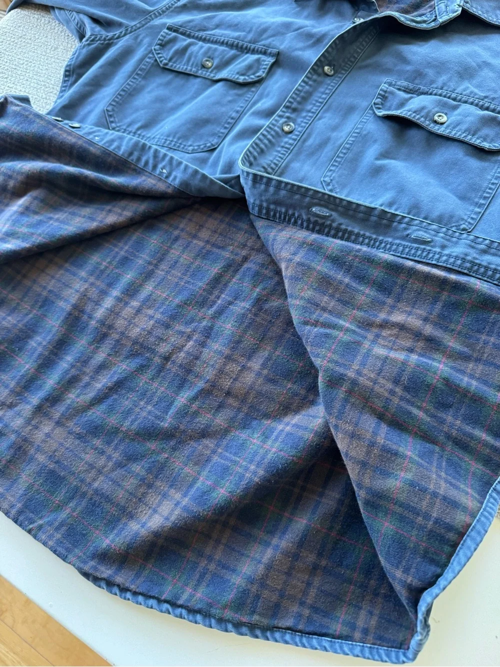 Cabela's Men's Dark Blue Flannel Lined Cotton Canvas Shirt Jacket Shacket Large